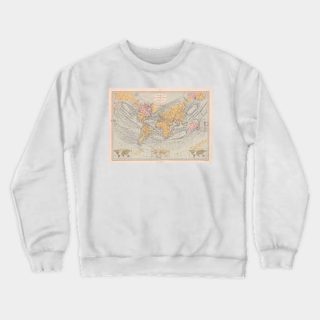 Old World Map (1845) Vintage Global Continents Atlas Crewneck Sweatshirt by Bravuramedia